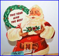 Vintage LUCKY STRIKE SANTA Standee Advertising Sign Diecut Antique 1950's 13