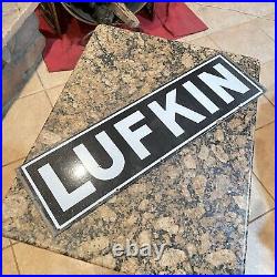 Vintage LUFKIN Original Porcelain Gas Advertising SIGN 21-3/4'' x 6'