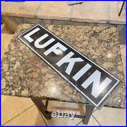 Vintage LUFKIN Original Porcelain Gas Advertising SIGN 21-3/4'' x 6'