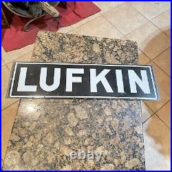 Vintage LUFKIN Original Porcelain Gas Advertising SIGN 21-3/4'' x 6'