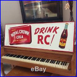 Vintage Large 1955 RC COLA Soda Pop Embossed 54x18 Metal Sign