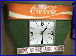 Vintage Large Coca Cola Advertisement Sign Electric Lighted Clock Works RARE
