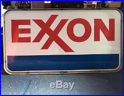 Vintage Large EXXON Gas Station Sign Original Frame And Hangers Appx. 84 X 46