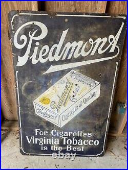 Vintage Large Porcelain Piedmont Tobacco Sign Measures 46 X 30