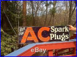 Vintage Large Rare AC Spark Plug Metal Sign Oil Gasoline Service Station 41X13