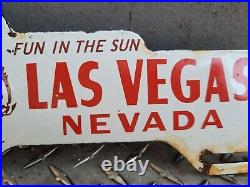 Vintage Las Vegas Porcelain Sign Rodeo Nevada Casino Automobile Plate Tag Topper