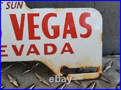 Vintage Las Vegas Porcelain Sign Rodeo Nevada Casino Automobile Plate Tag Topper