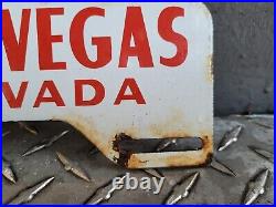 Vintage Las Vegas Porcelain Sign Rodeo Nevada Casino Automobile Plate Tag Topper