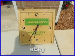 Vintage Lawn Boy Iron Horse Authorized Dealer Clock Double Sided Sign Misc Lot