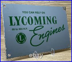 Vintage Lycoming Engines Porcelain Sign Dealership Gas Station Mobil Motor Oil