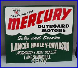 Vintage MERCURY OUTBOARD Harley Davidson Motorcycle Dealer Sign boat motor