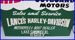 Vintage MERCURY OUTBOARD Harley Davidson Motorcycle Dealer Sign boat motor