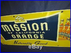 Vintage MISSION Orange Soda Embossed Metal Sign Non Porcelain Kick PlateLQQK
