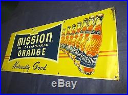 Vintage MISSION Orange Soda Embossed Metal Sign Non Porcelain Kick PlateLQQK