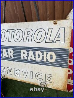Vintage MOTOROLA CAR RADIO Authorized Service Dealer Doublesided 28 Metal Sign