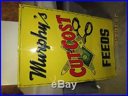 Vintage MURPHYS FEEDS Cut Cost Feed Farm Sign Swine Pig Cow Chicken SIGN
