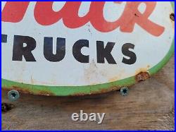 Vintage Mack Trucks Porcelain Sign Bull Dog Trucker Gas Station Oil Transit