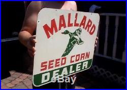 Vintage Mallard Duck Seed Corn Dealer Sign Farm Cow Pig Swine Chicken Horse