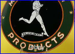 Vintage Marathon Gasoline Porcelain Sign Gas Station Products Motor Oil Pump