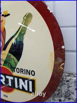Vintage Martini Porcelain Sign Bar Liquor Whiskey Wine Gas Oil Alcohol Beverage