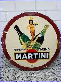 Vintage Martini Porcelain Sign Bar Liquor Whiskey Wine Gas Oil Alcohol Beverage