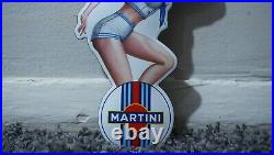 Vintage Martini Porcelain Sign Gas Motor Oil Station Pump Gasoline Rare Pin Up