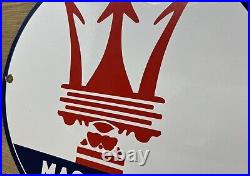 Vintage Maserati Porcelain Sign Oil Gas Dealership Ford Jag Cars Lambo Ferrari