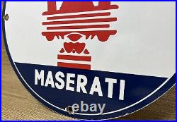 Vintage Maserati Porcelain Sign Oil Gas Dealership Ford Jag Cars Lambo Ferrari