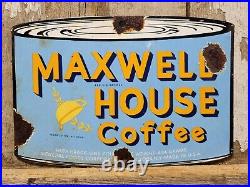 Vintage Maxwell House Coffee Porcelain Sign Cafe Hot Beverage Restaurant Drink