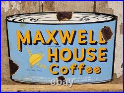 Vintage Maxwell House Coffee Porcelain Sign Cafe Hot Beverage Restaurant Drink