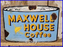 Vintage Maxwell House Coffee Porcelain Sign Cafe Hot Beverage Restaurant Drink