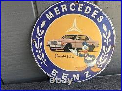 Vintage Merceded Benz Porcelain Enamel Metal Car Advertising Sign 12