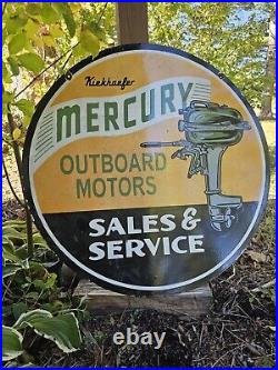 Vintage Mercury Outboard Motors Double-sided Porcelain Dealer Sign 30