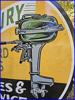 Vintage Mercury Outboard Motors Double-sided Porcelain Dealer Sign 30