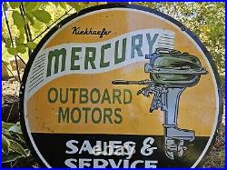 Vintage Mercury Outboard Motors Double-sided Porcelain Dealer Sign 30