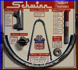 Vintage Metal Original Schwinn Bicycle/Bike Parts Quality Features Display Sign