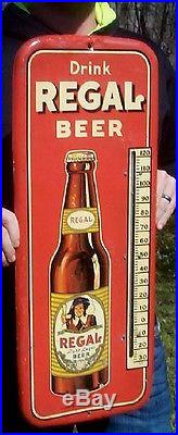 Vintage Metal Texas Regal Beer Thermometer Sign W Bottle 27x10 New Orleans Miami