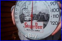 Vintage Metal Texas Shiner Beer Thermometer Sign Bubble Glass Front Near Mint