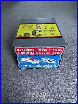 Vintage Meyercord Boat Decal Sign Case Box Advertising Outboard Store Display