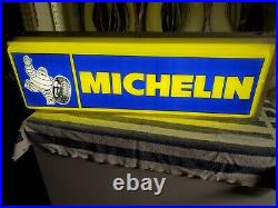 Vintage Michelin Tires Double Sided Lighted Up Sign Bibendum 36'' X 12'' X 6