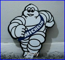 Vintage Michelin Tires Porcelain Metal Sign Gas Oil Service Station Pump Rare Ad