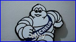 Vintage Michelin Tires Porcelain Metal Sign Gas Oil Service Station Pump Rare Ad