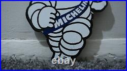 Vintage Michelin Tires Porcelain Metal Sign Gas Oil Service Station Pump Rare Ad