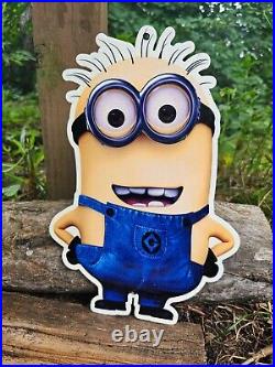 Vintage Minion Cartoon Character Porcelain Coated Metal Sign 12 X 8