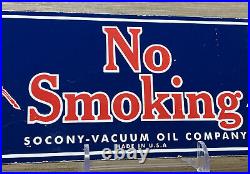 Vintage Mobil No Smoking Porcelain Sign Gas Station Pump Plate Mobil Motor Oil