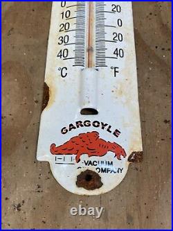 Vintage Mobil Oil Porcelain Sign Thermometer Metal Gas Lube Petroliana Pegasus