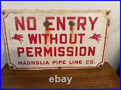 Vintage Mobil Pegasus Sign Magnolia Gas Oil Warning Danger