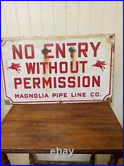 Vintage Mobil Pegasus Sign Magnolia Gas Oil Warning Danger