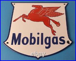 Vintage Mobil Sign Gasoline Advertising Gas Pump Porcelain'Pegasus' Sign