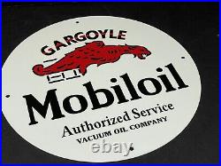 Vintage Mobiloil Authorized Service Advertising 12 Porcelain Sign Gas & Oil